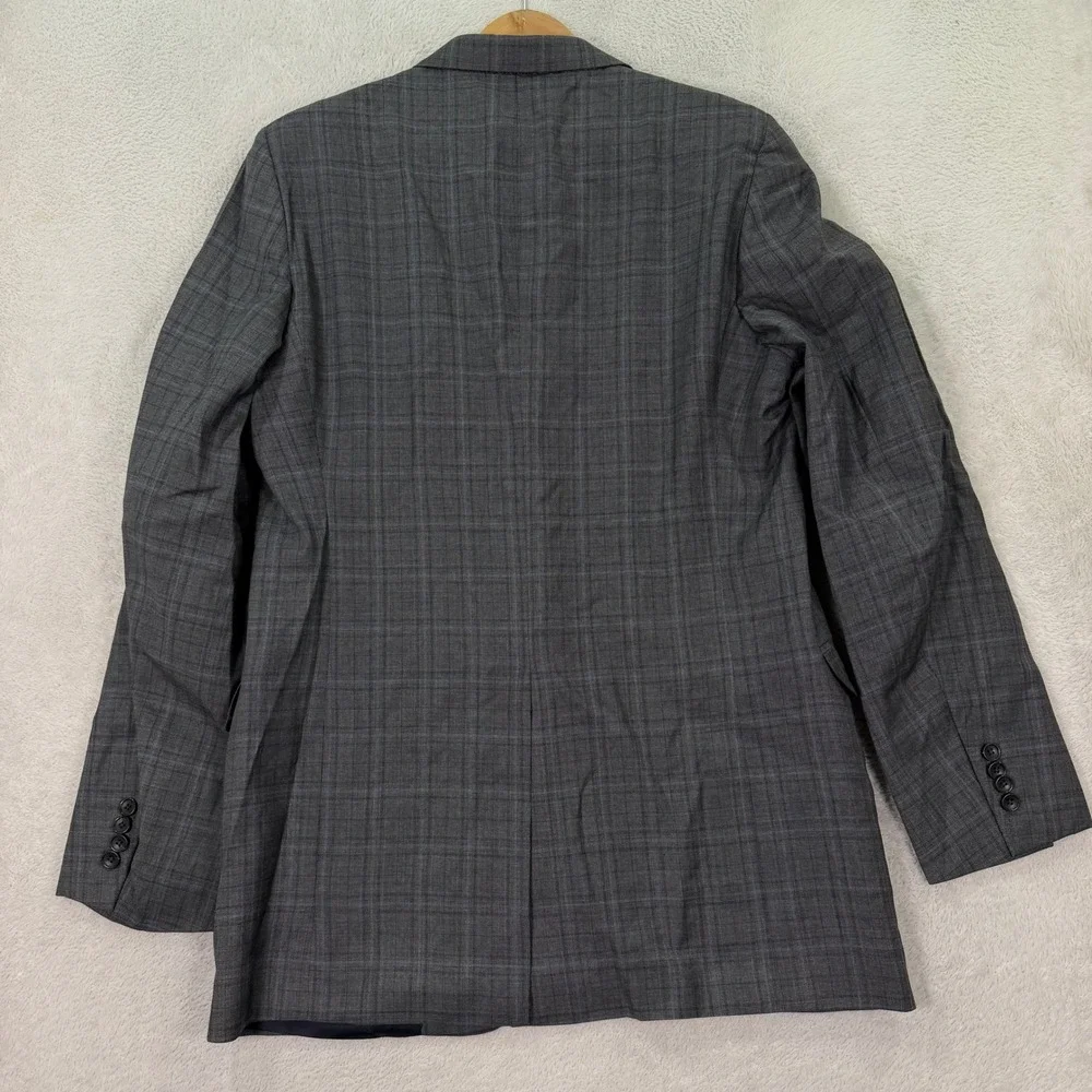 Brooks Brothers Mens 42XL Blazer 1818 Fitzgerald Gray Plaid SaxXon Wool Jacket
